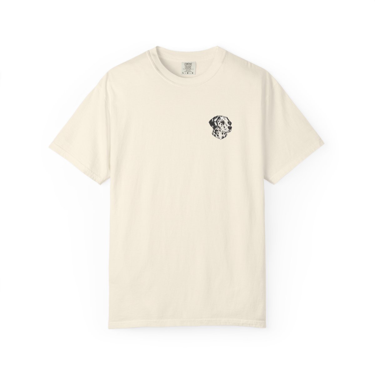 Dalmatian head-only left chest tee in Ivory