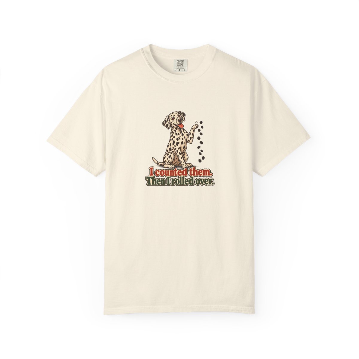 Dalmatian humorous illustration tee in Ivory