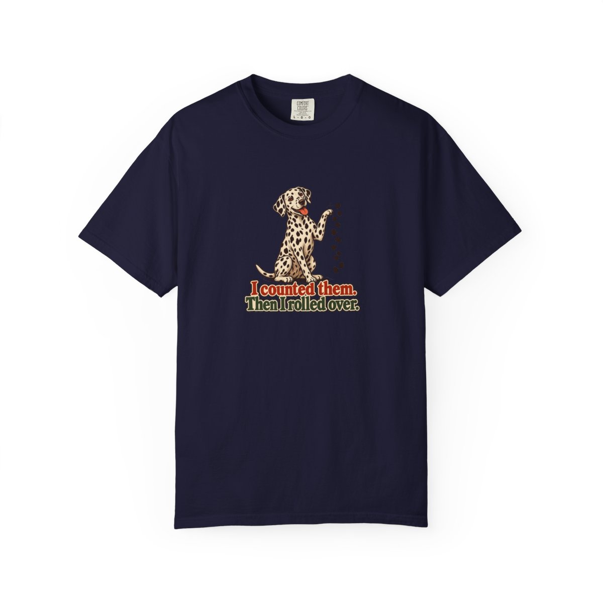 Dalmatian humorous illustration tee in True Navy