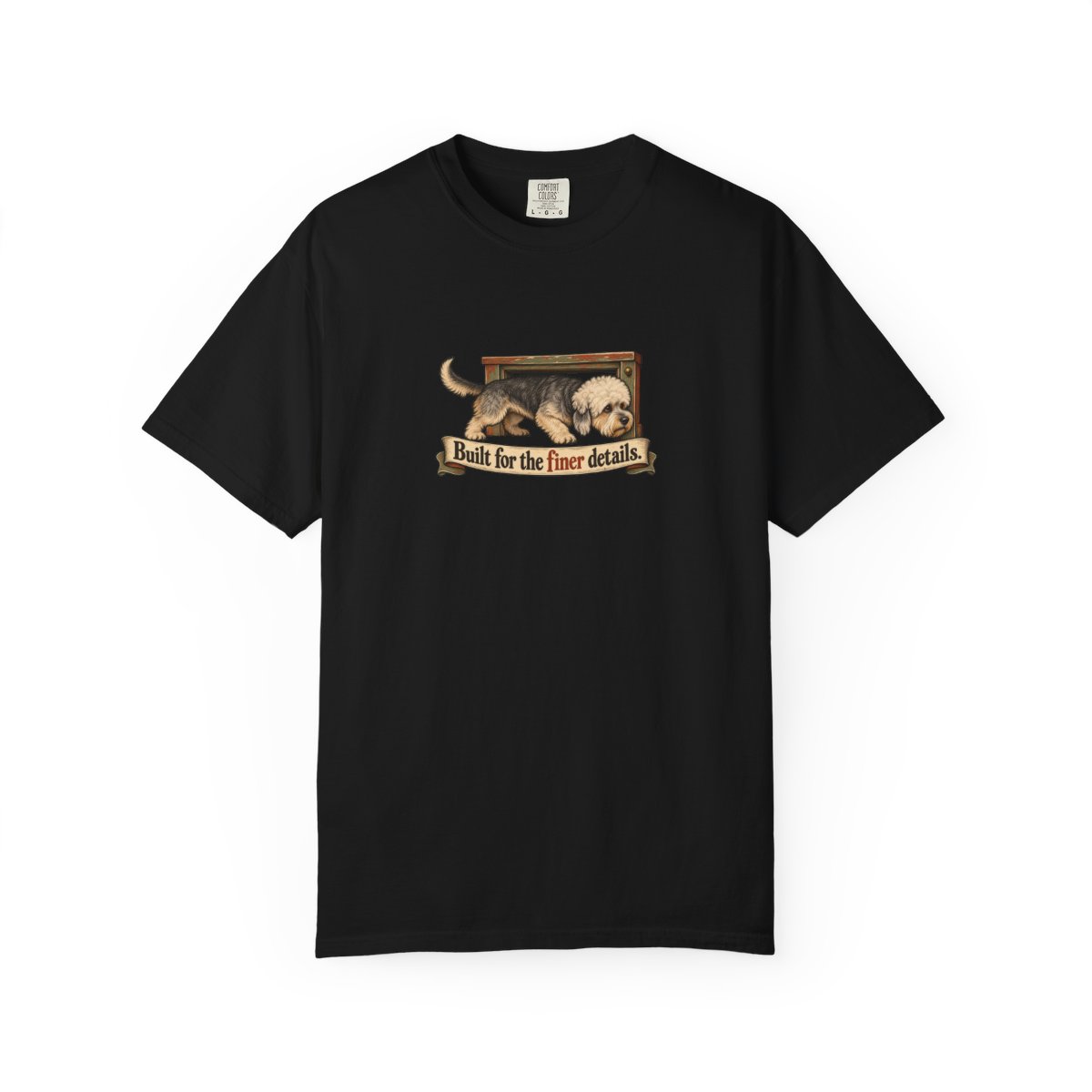 Dandie Dinmont Terrier humorous illustration tee in Black