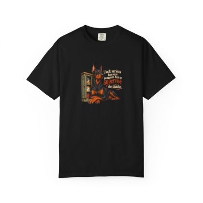 Dobermann humorous illustration tee in Black
