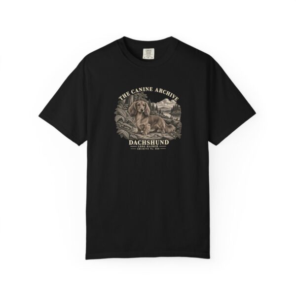 Dachshund Long Haired Front Study Tee in Black