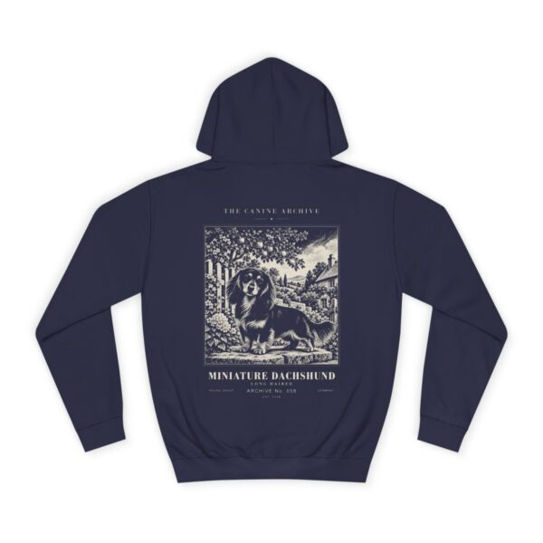 Miniature Dachshund Long Haired Hoodie in Oxford Navy