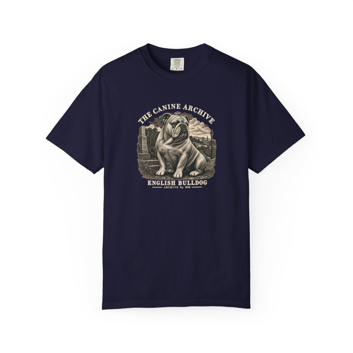English Bulldog Front Study Tee in True Navy