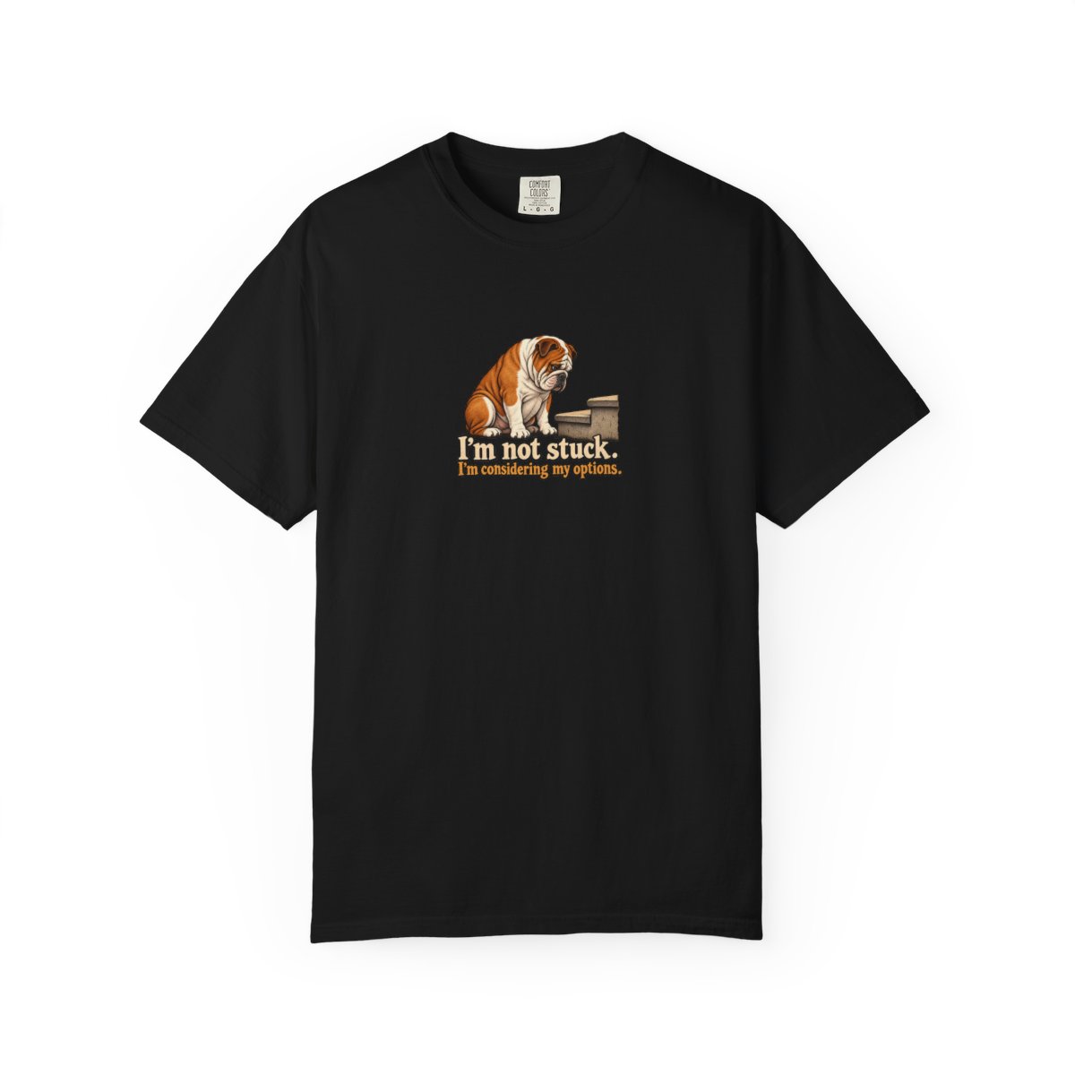 English Bulldog humorous illustration tee in Black