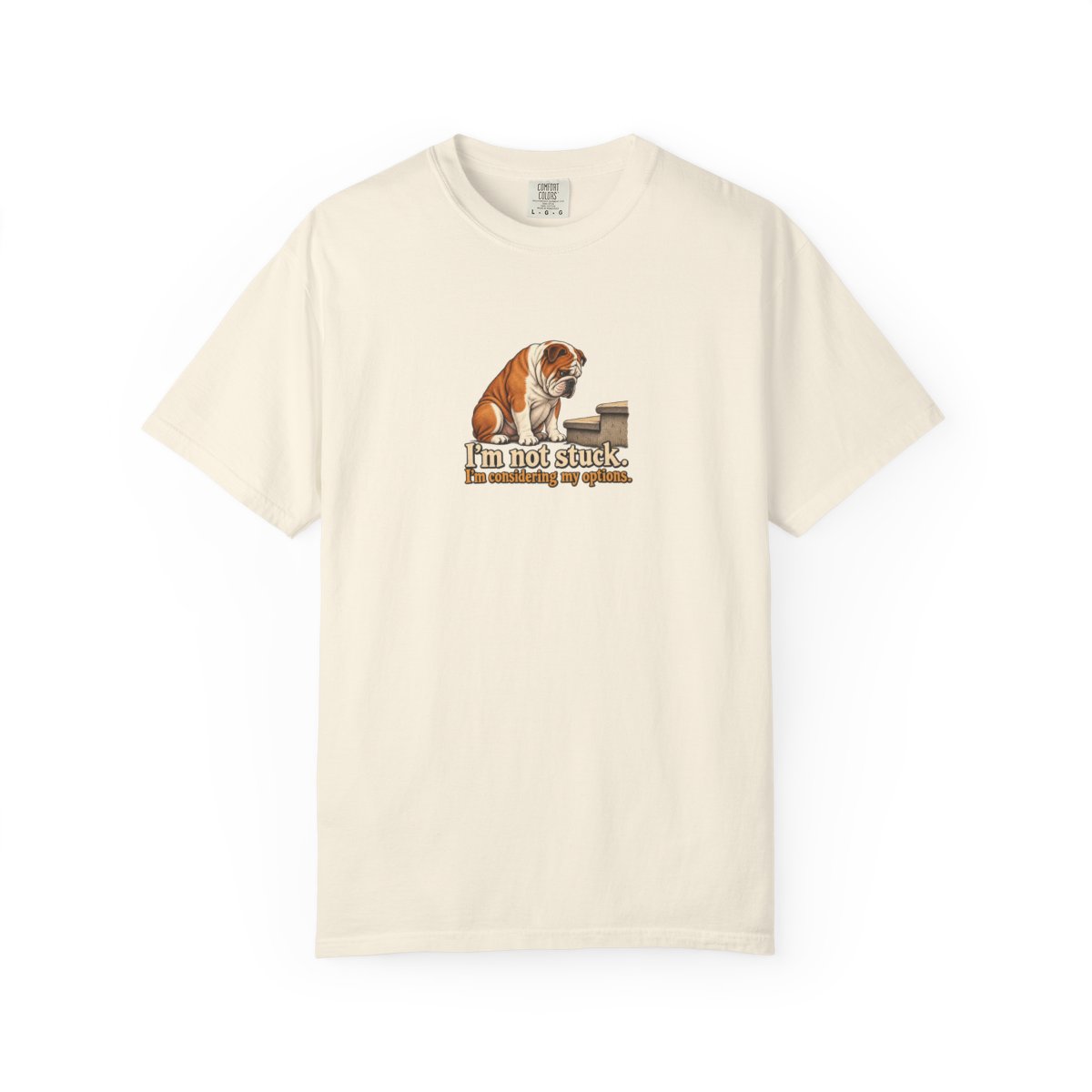 English Bulldog humorous illustration tee in Ivory
