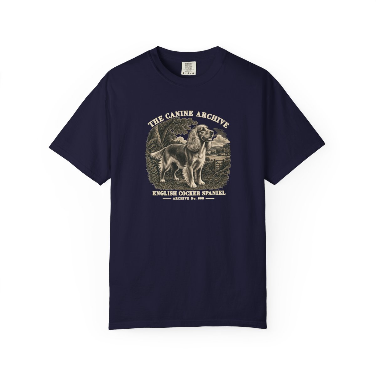 English Cocker Spaniel Front Study Tee in True Navy
