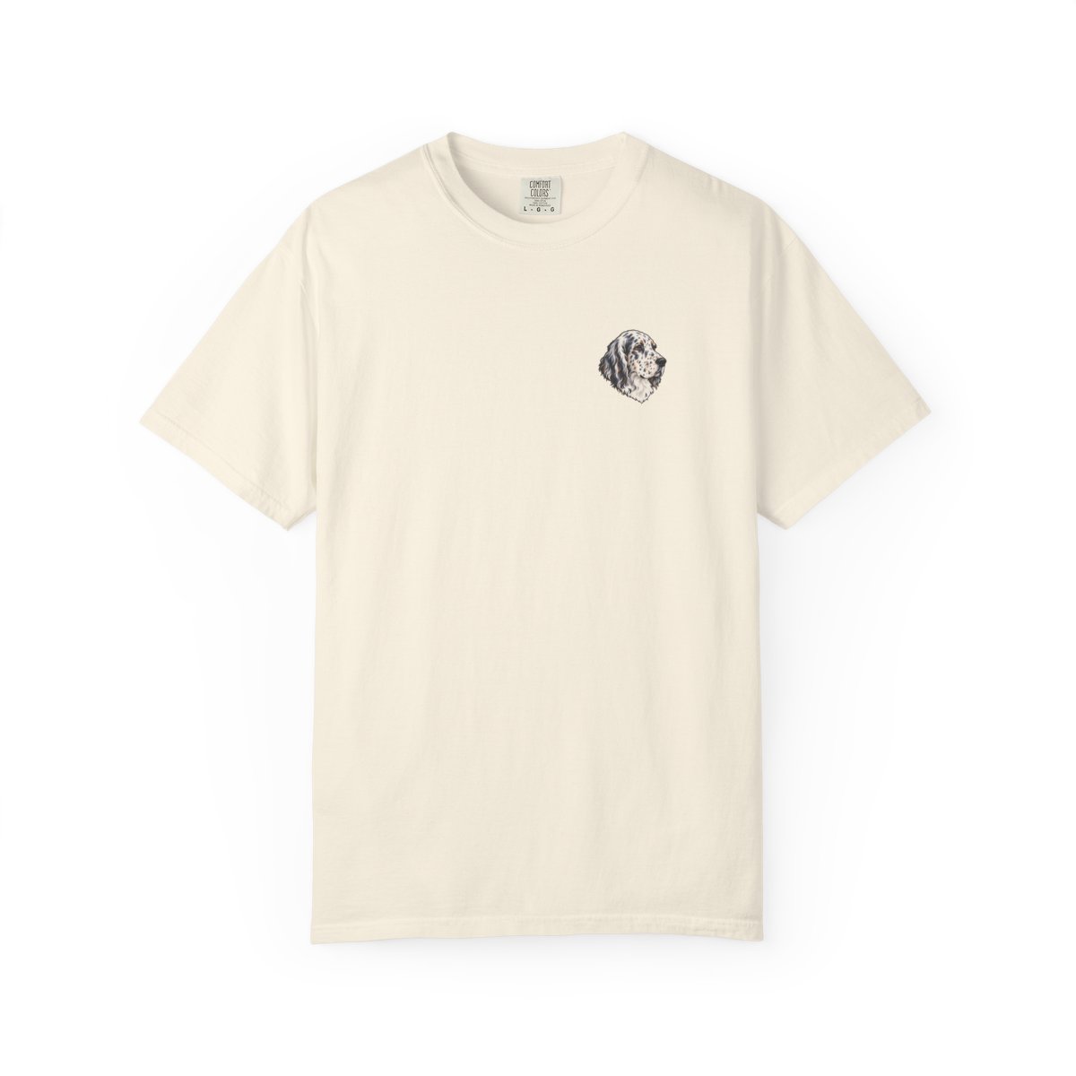 English Setter head-only left chest tee in Ivory
