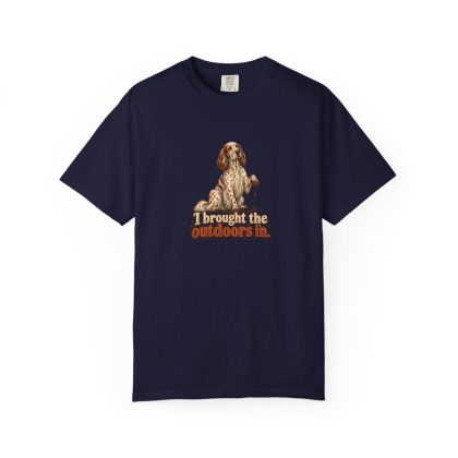 English Setter humorous illustration tee in True Navy