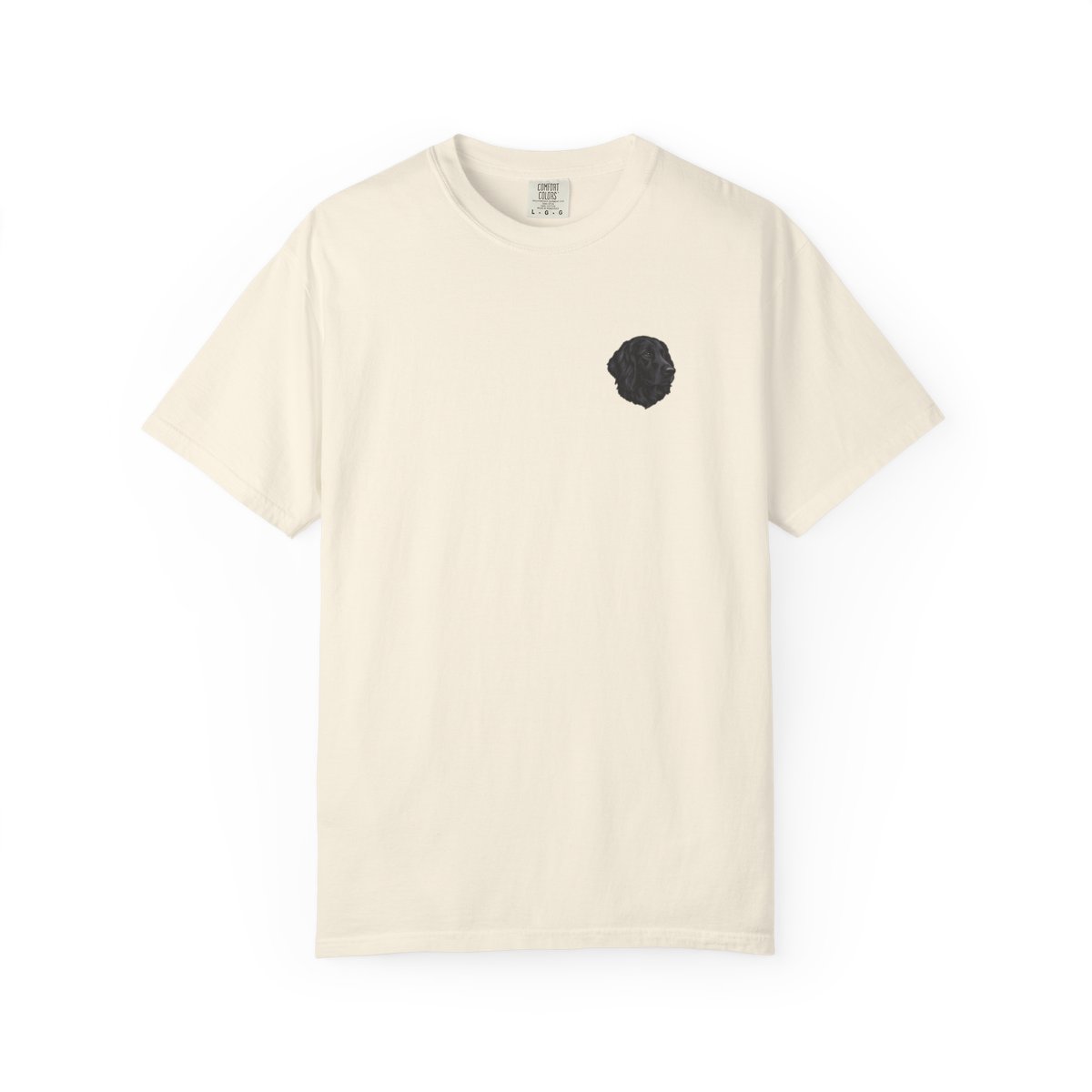 Flat-Coated Retriever head-only left chest tee in Ivory