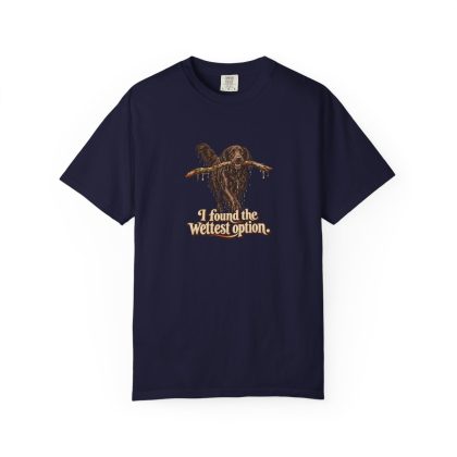 Flat-Coated Retriever humorous illustration tee in True Navy
