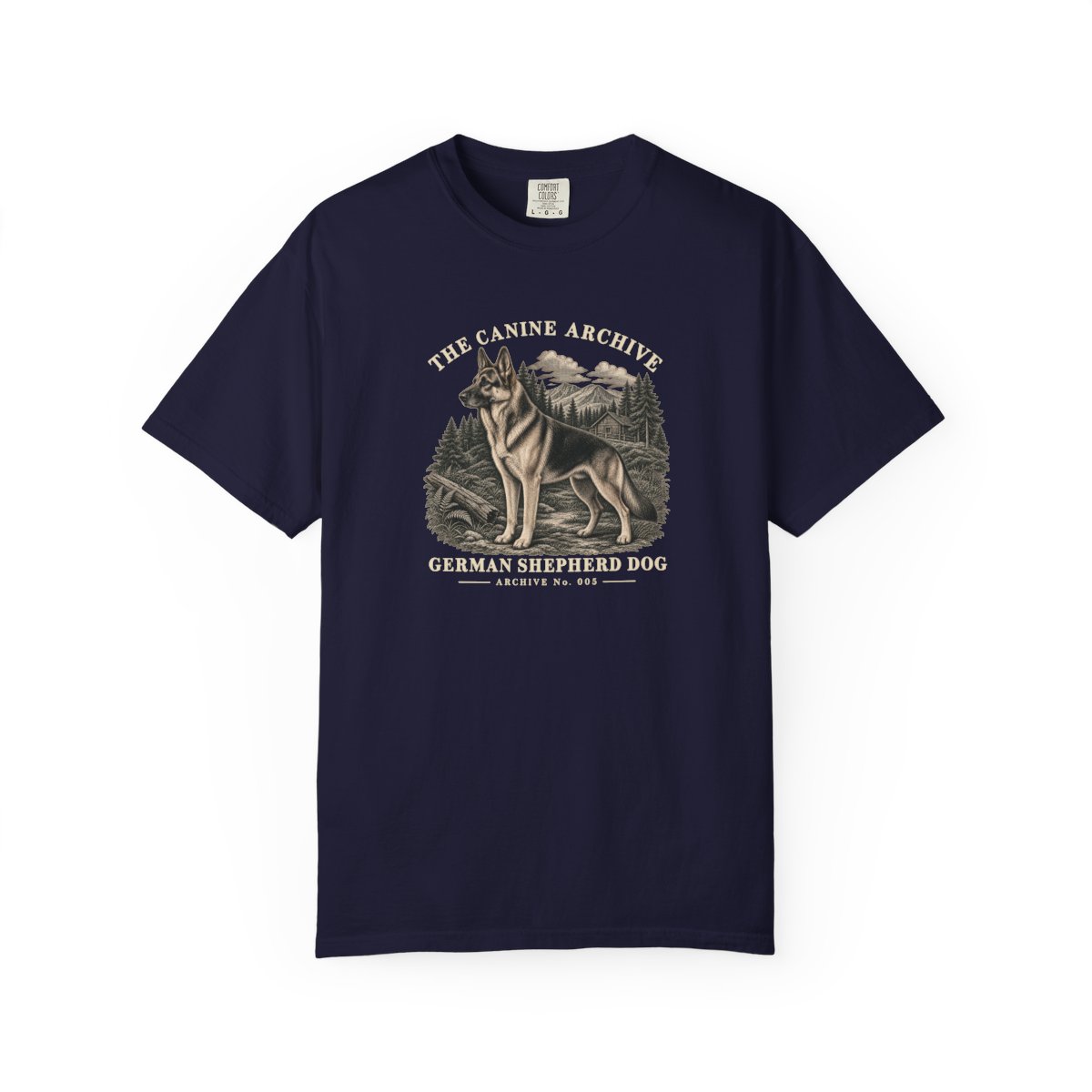 German Shepherd Dog Front Study Tee in True Navy