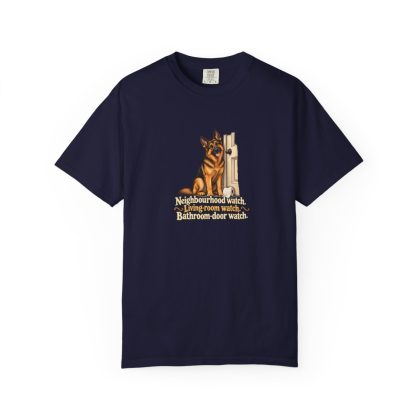German Shepherd Dog humorous illustration tee in True Navy