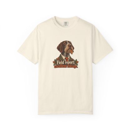 German Wirehaired Pointer humorous illustration tee in Ivory