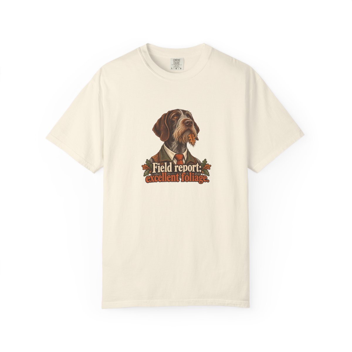 German Wirehaired Pointer humorous illustration tee in Ivory