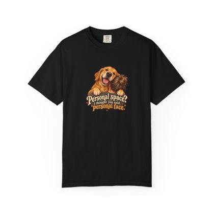 Golden Retriever humorous illustration tee in Black