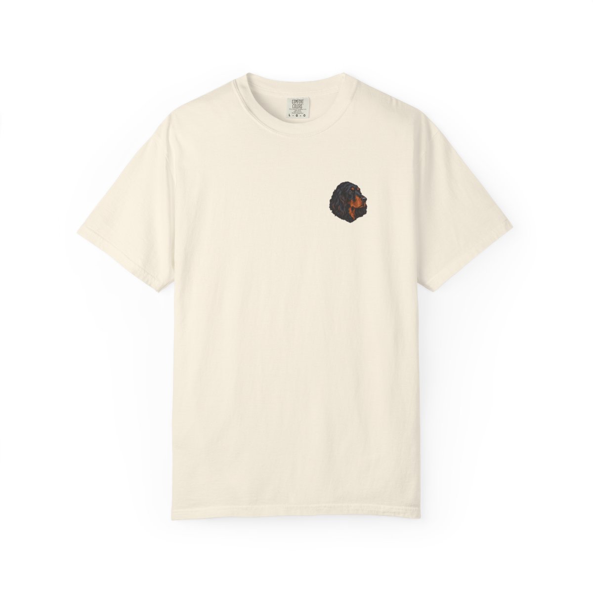 Gordon Setter head-only left chest tee in Ivory