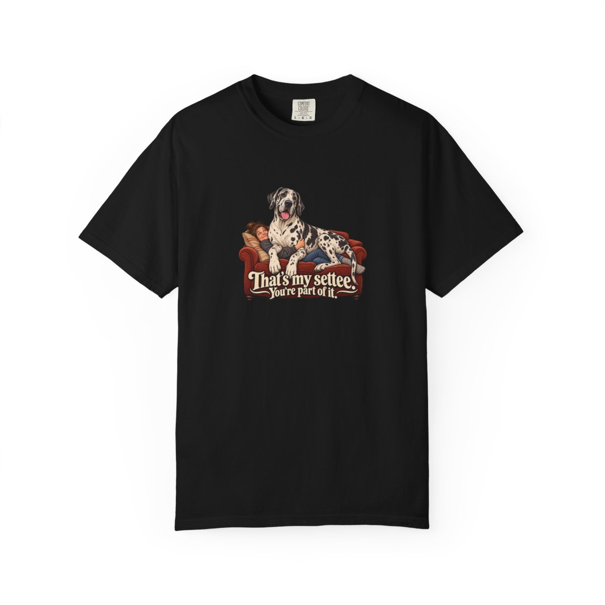 Great Dane humorous illustration tee in Black