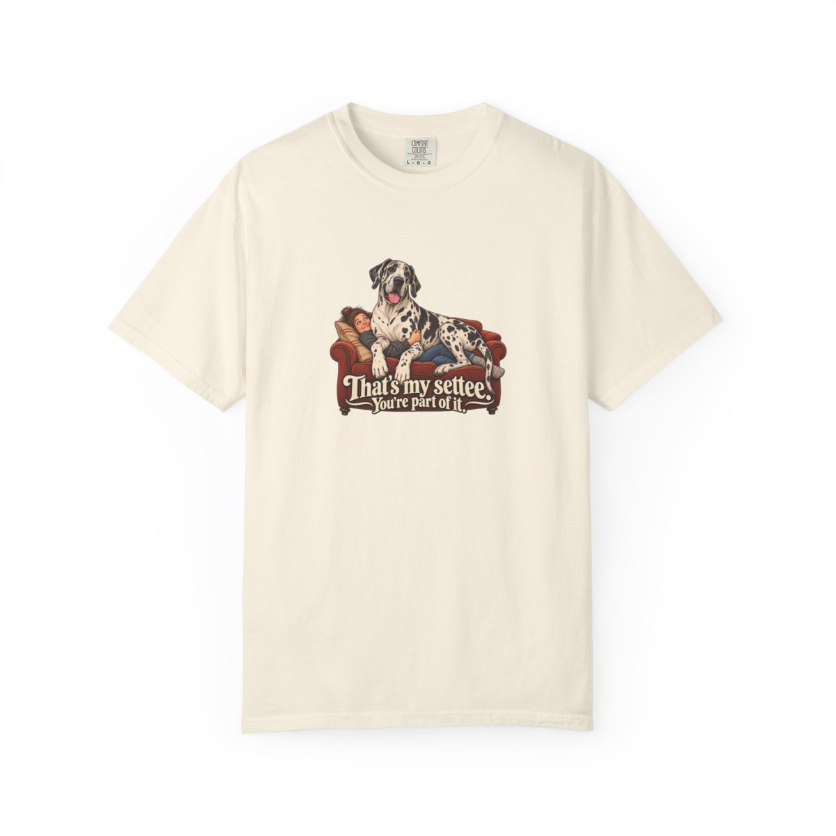 Great Dane humorous illustration tee in Ivory