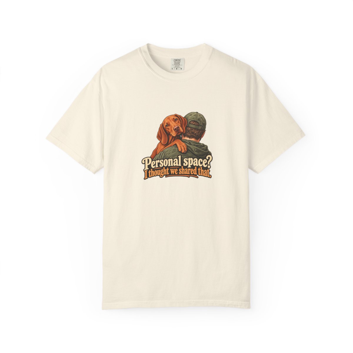Hungarian Vizsla humorous illustration tee in Ivory