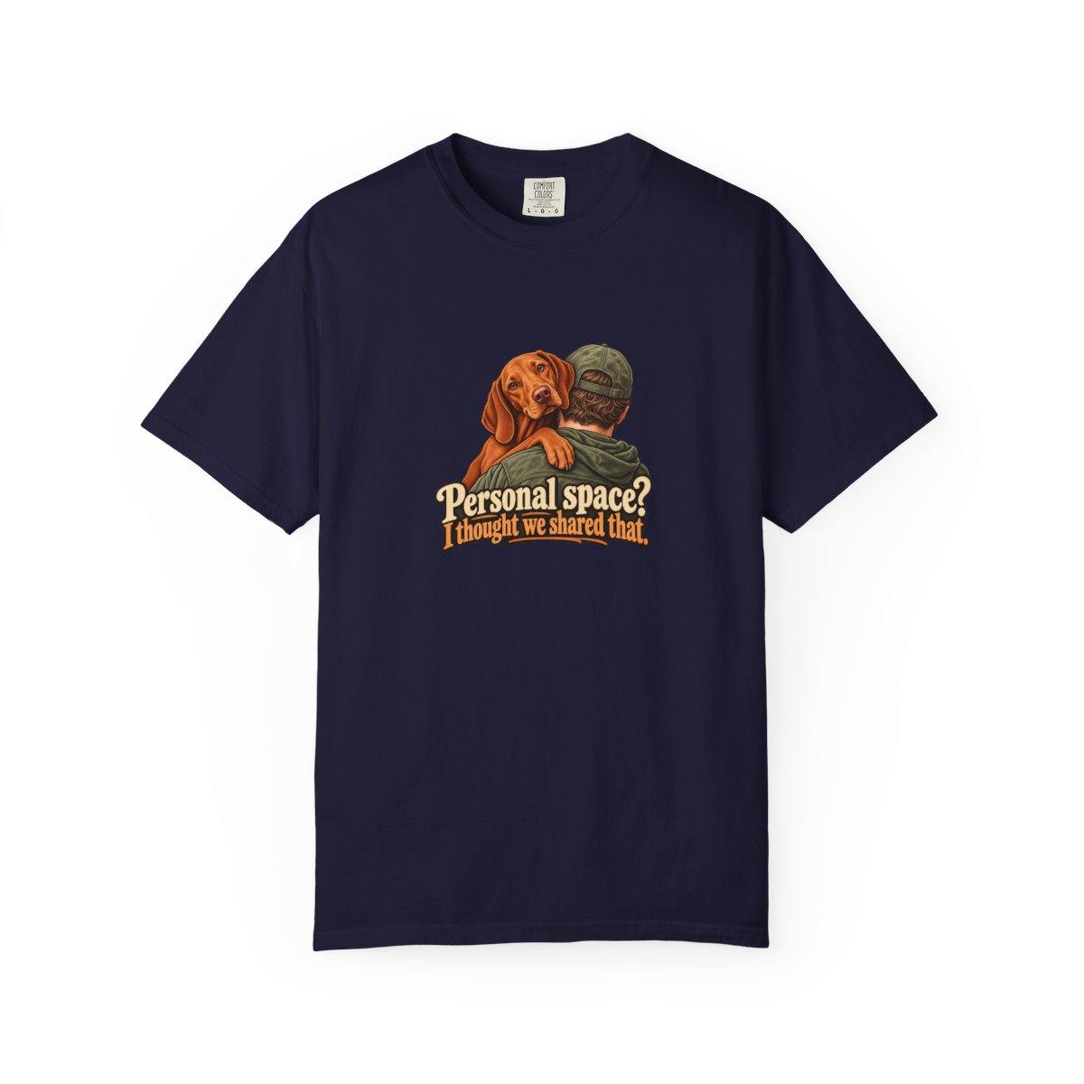 Hungarian Vizsla humorous illustration tee in True Navy