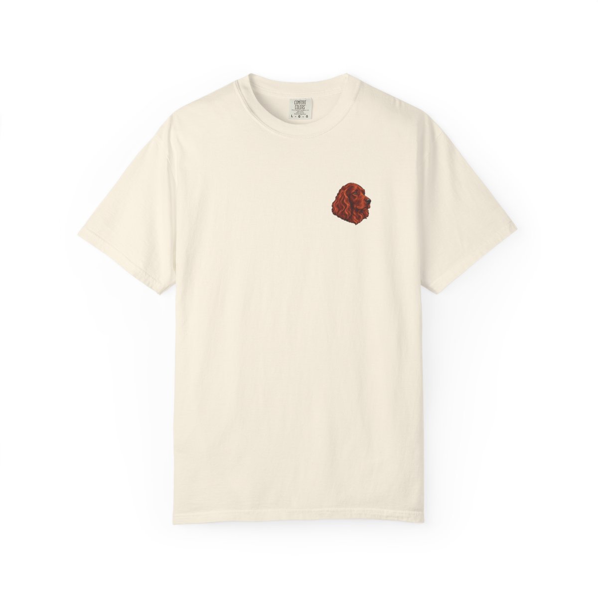 Irish Setter head-only left chest tee in Ivory