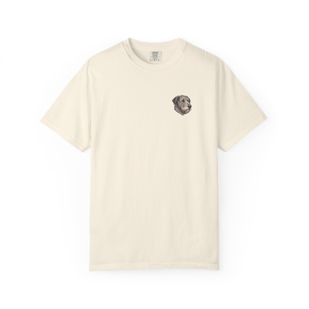 Irish Wolfhound head-only left chest tee in Ivory
