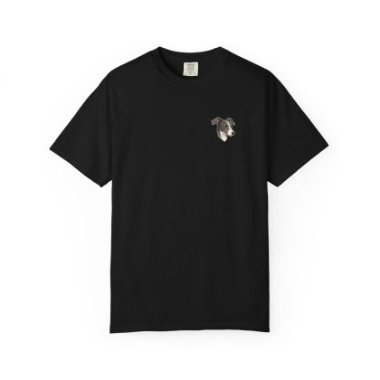 Italian Greyhound head-only left chest tee in Black