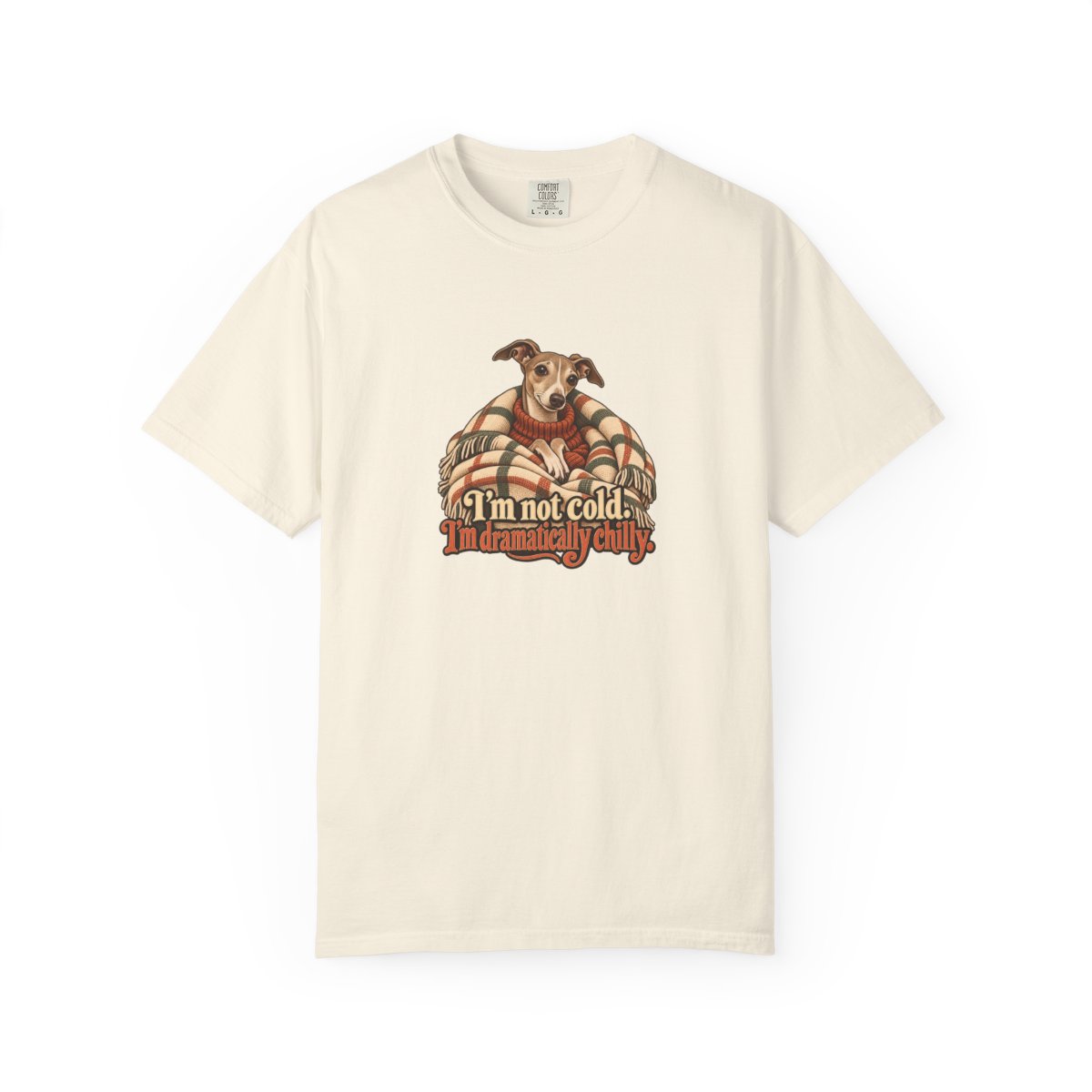 Italian Greyhound humorous illustration tee in Ivory