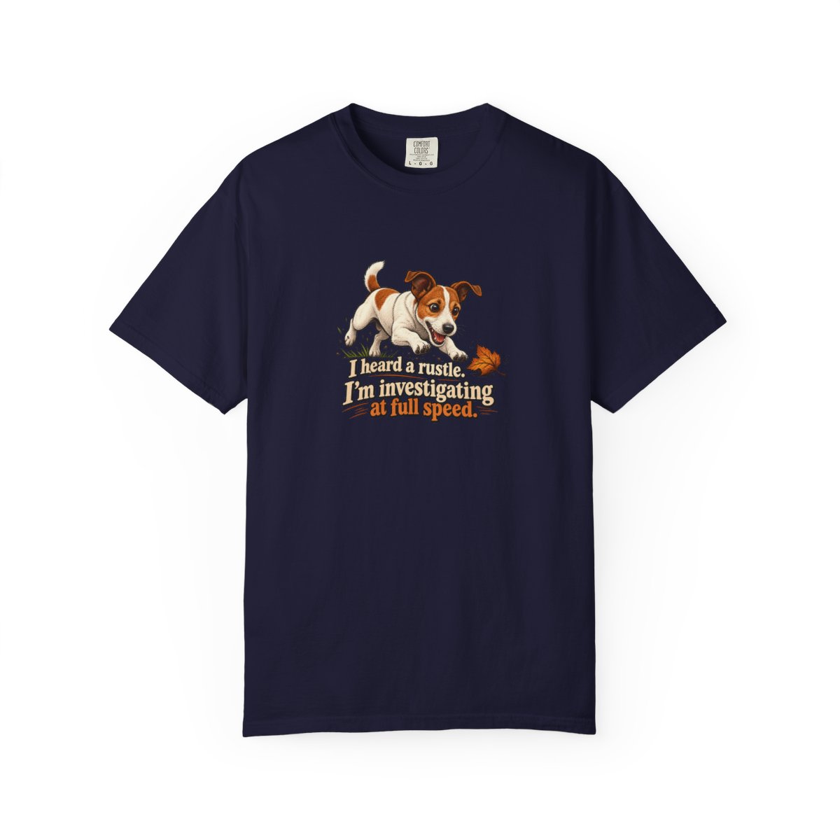 Jack Russell Terrier humorous illustration tee in True Navy
