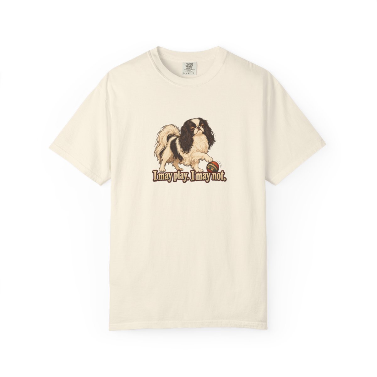 Japanese Chin humorous illustration tee in Ivory
