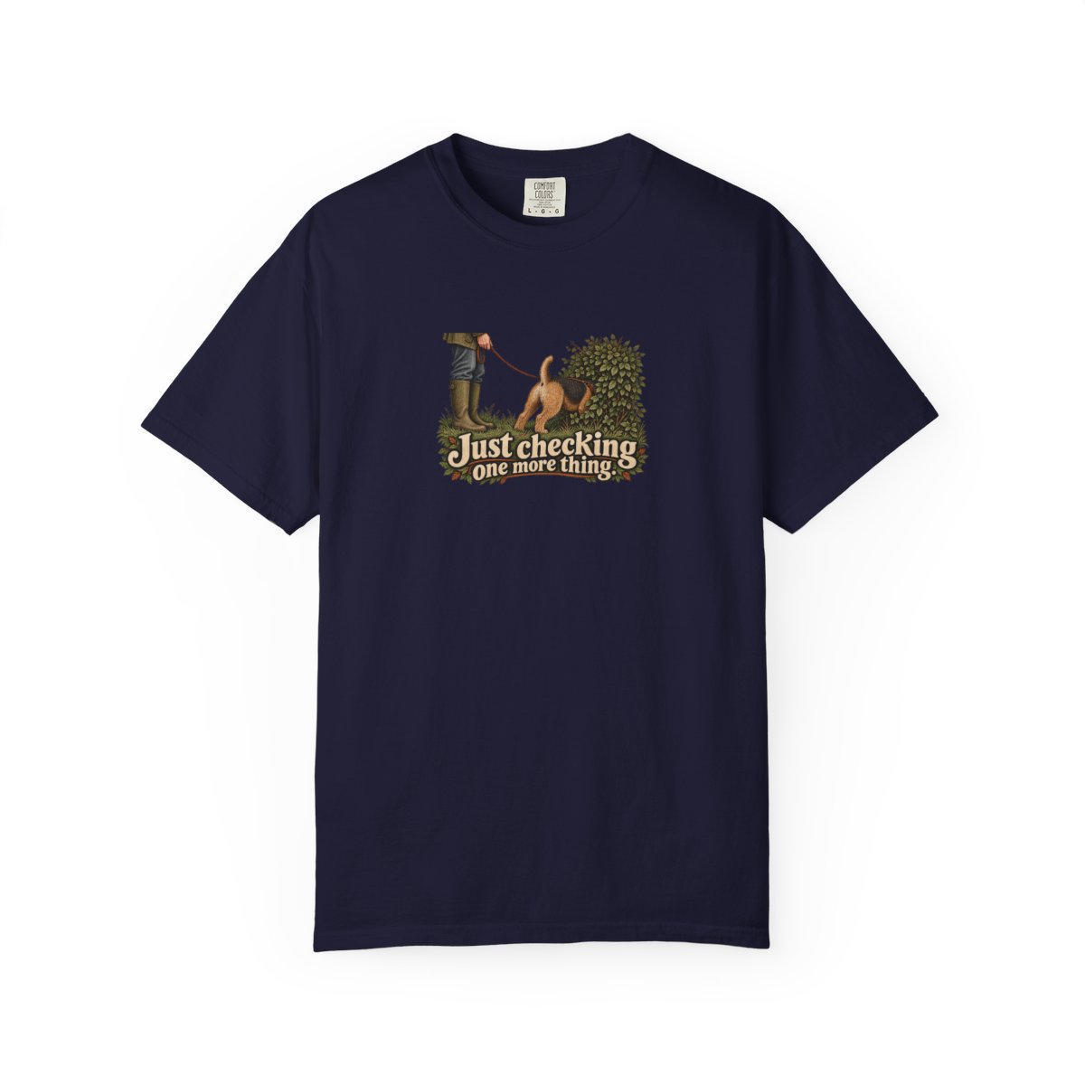 Lakeland Terrier humorous illustration tee in True Navy