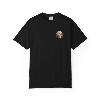 Lhasa Apso head-only left chest tee in Black