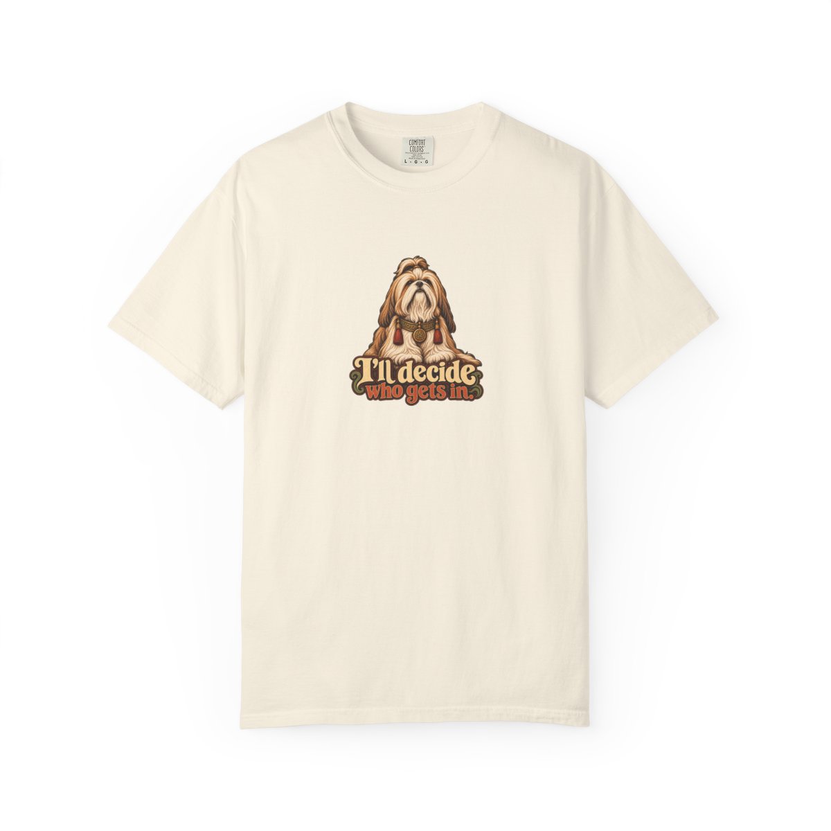 Lhasa Apso humorous illustration tee in Ivory