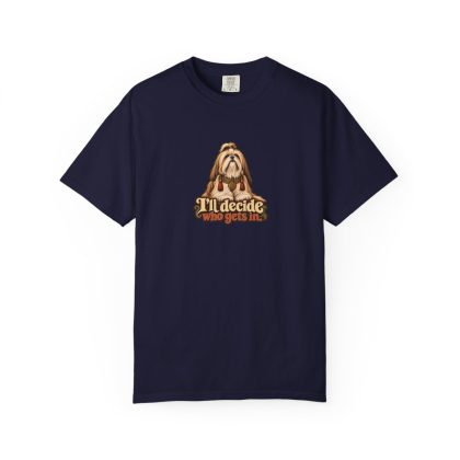 Lhasa Apso humorous illustration tee in True Navy