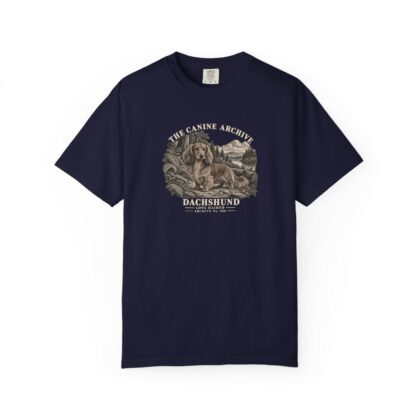 Dachshund Long Haired Front Study Tee in True Navy