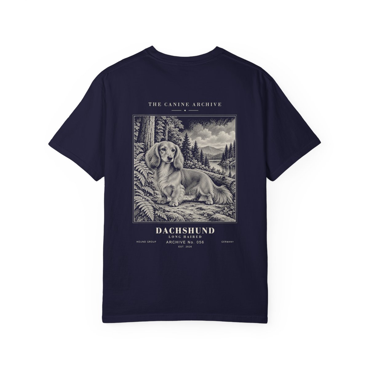 Dachshund Long Haired Tee in True Navy