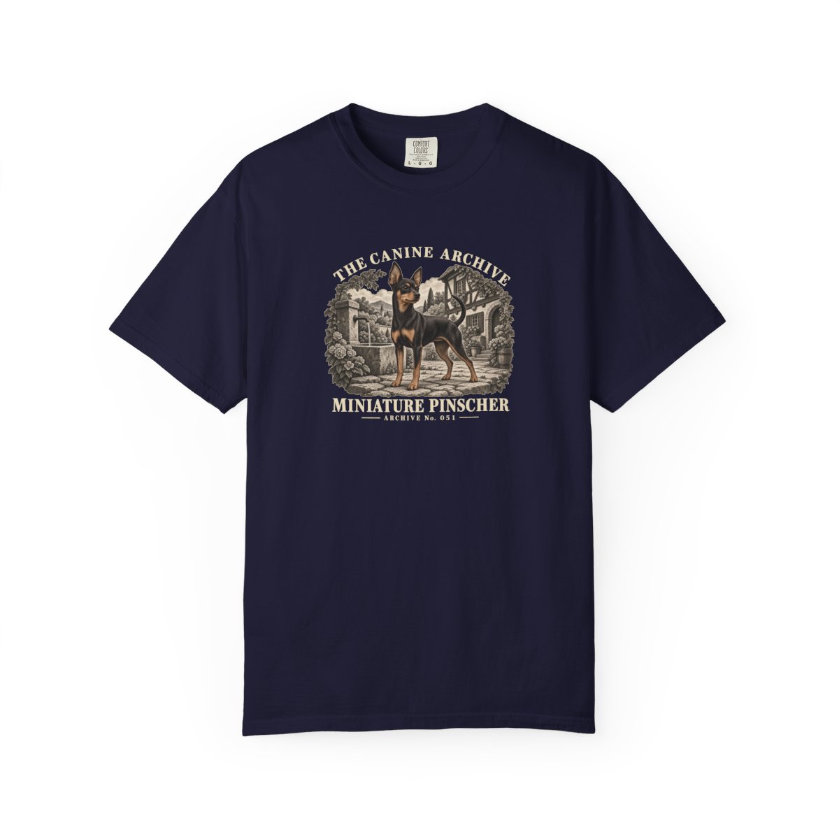 Miniature Pinscher Front Study Tee in True Navy