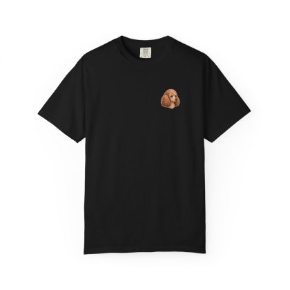 Miniature Poodle head-only left chest tee in Black