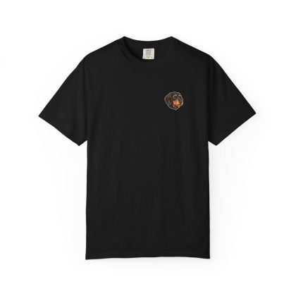 Miniature Dachshund Wire Haired head-only left chest tee in Black