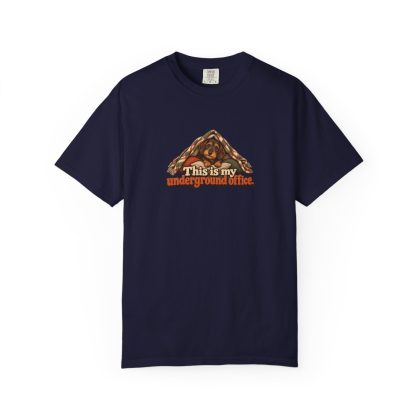 Miniature Dachshund Wire Haired humorous illustration tee in True Navy