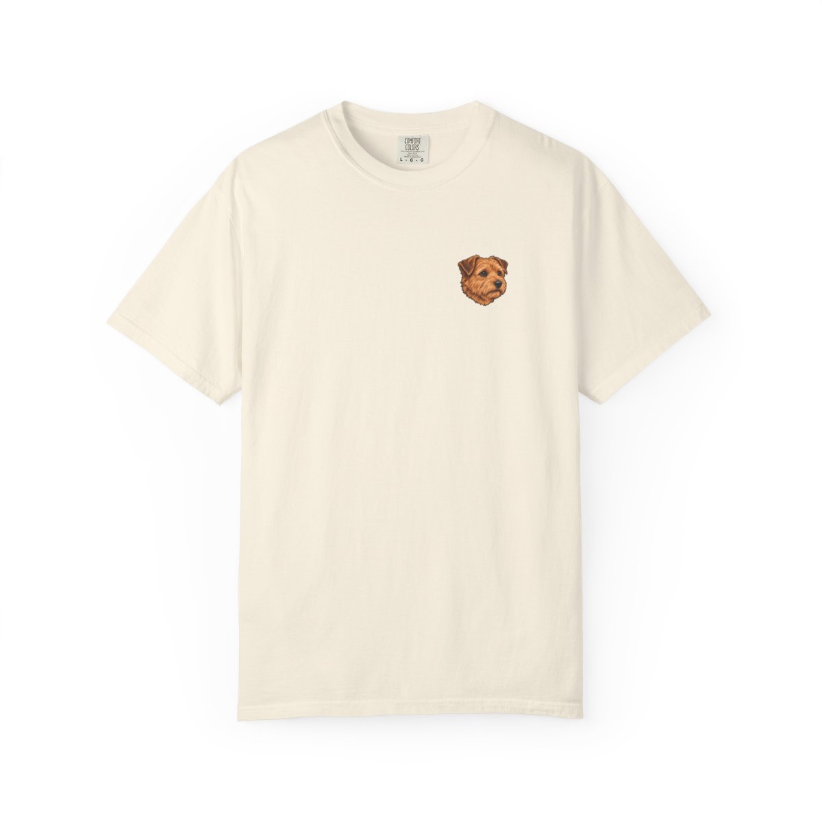 Norfolk Terrier head-only left chest tee in Ivory