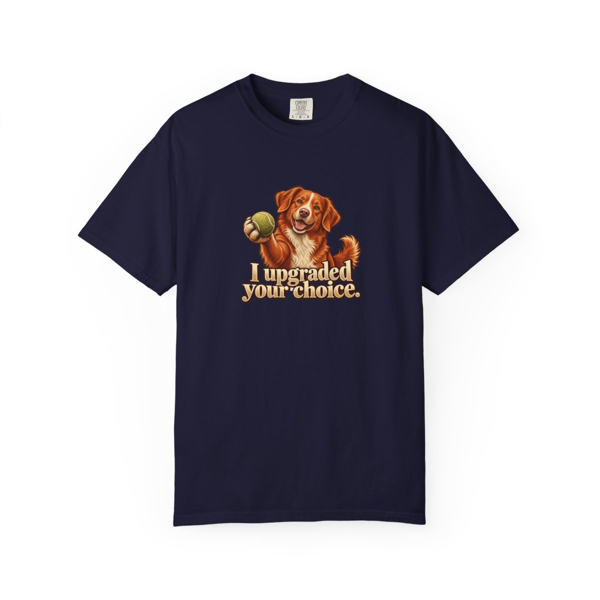 Nova Scotia Duck Tolling Retriever humorous illustration tee in True Navy