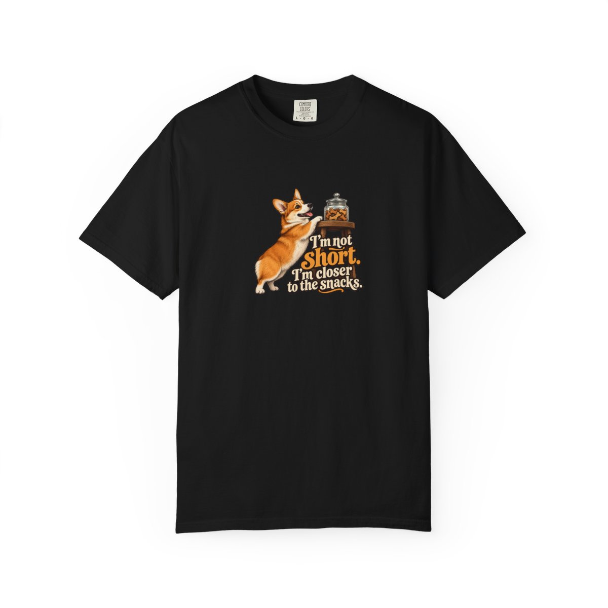 Pembroke Welsh Corgi humorous illustration tee in Black
