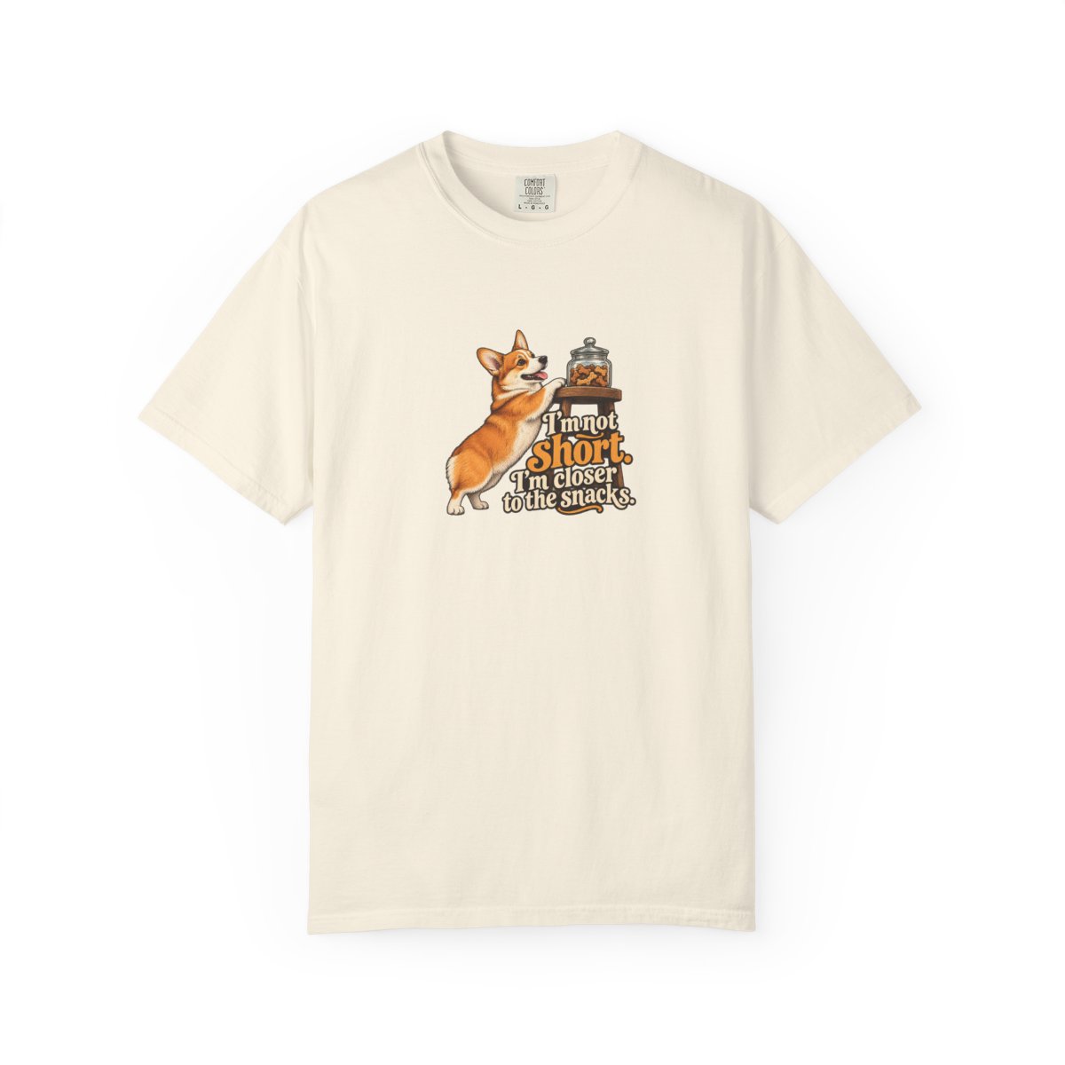 Pembroke Welsh Corgi humorous illustration tee in Ivory