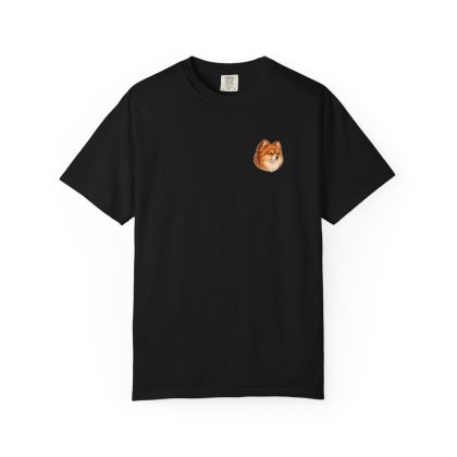 Pomeranian head-only left chest tee in Black