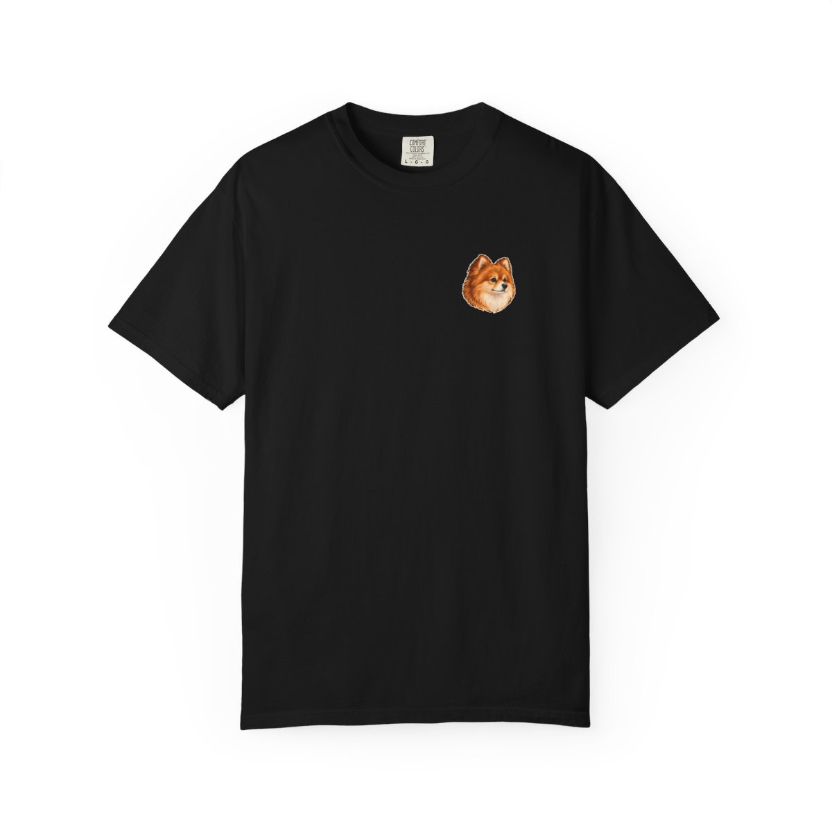 Pomeranian head-only left chest tee in Black