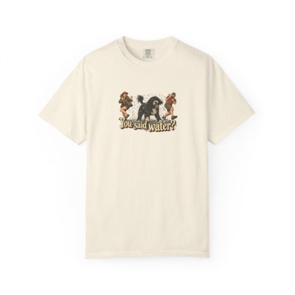 Portuguese Water Dog humorous illustration tee in Ivory