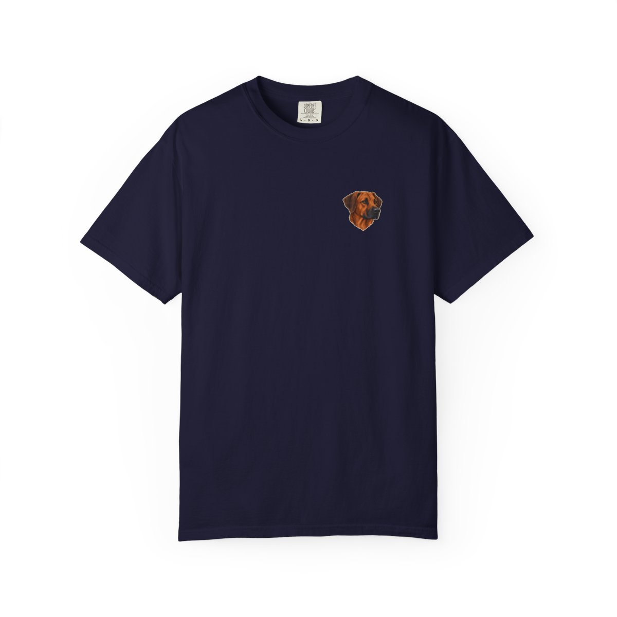 Rhodesian Ridgeback head-only left chest tee in True Navy