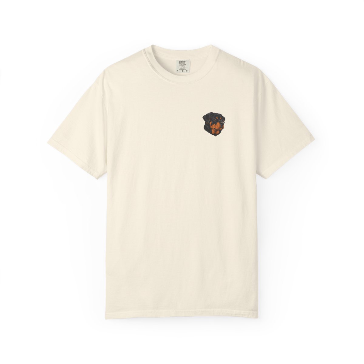Rottweiler head-only left chest tee in Ivory